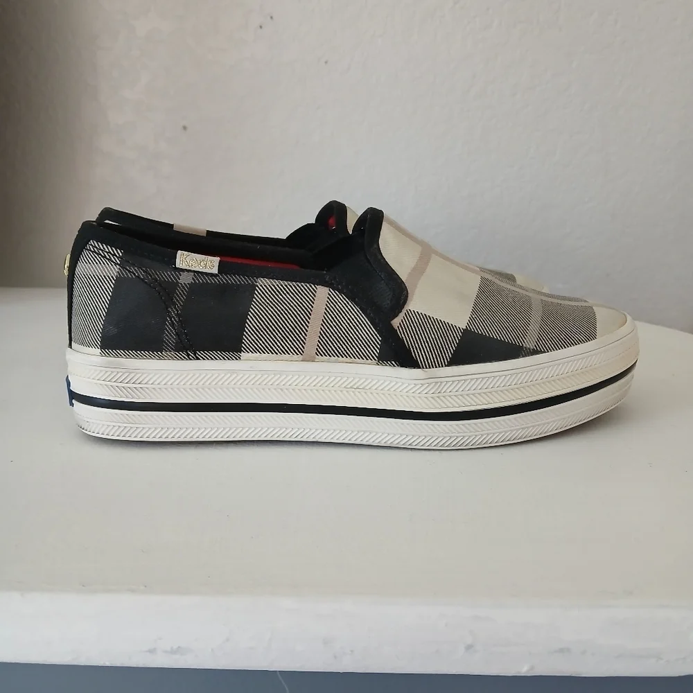 Kate Spade x Keds Woodland Plaid Slip On Platform Sneakers Shoes Size 5.5